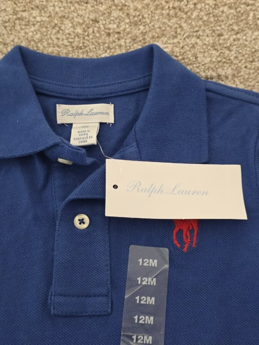 Ralph Lauren Baby Toddler Blue Polo Short Sleeve T Shirt Size 12M